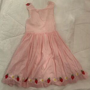 Mini Boden Pink Strawberries & Daisies Cross-Back Sleeveless Sundress